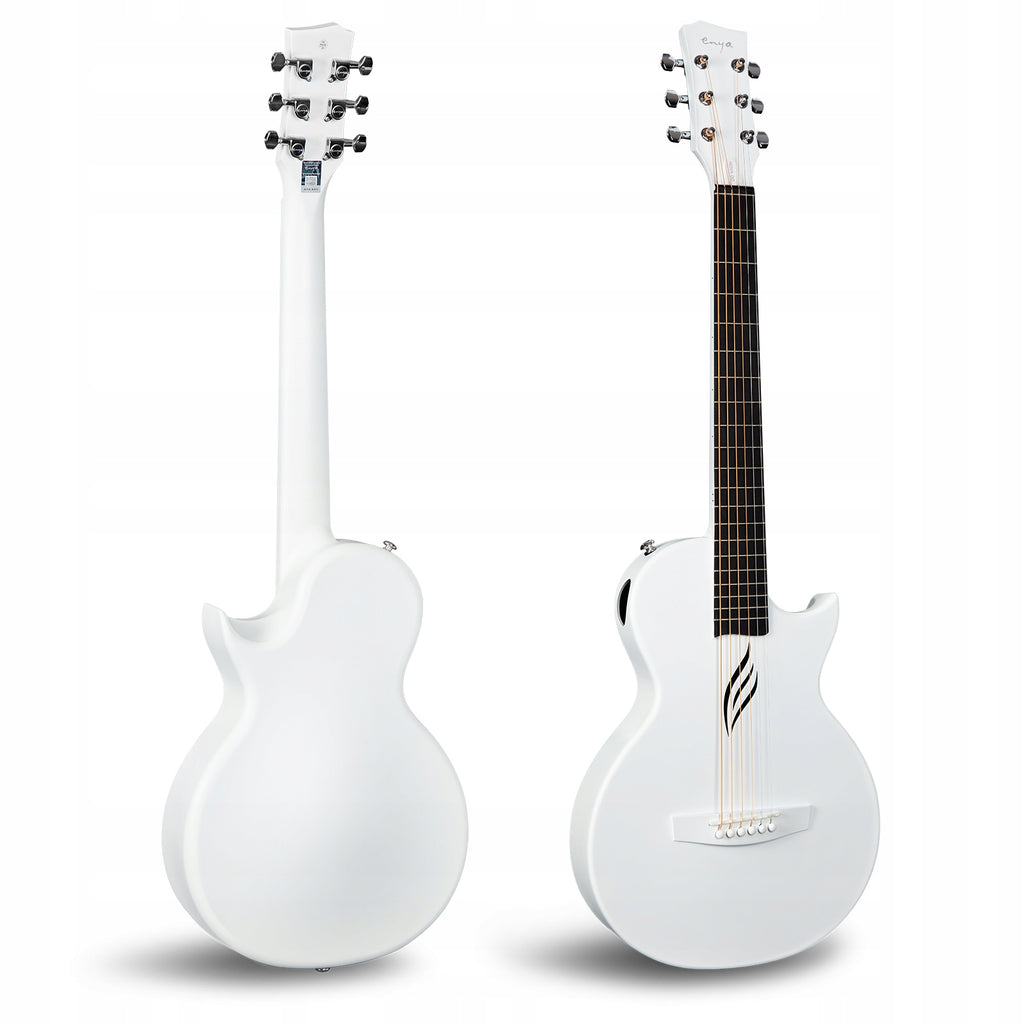 ENYA NOVA GO White gitara akustyczna włókno węglowe podróżna zestaw