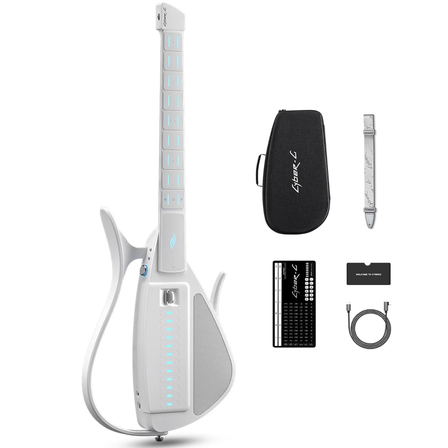 Enya Cyber-G WH-P inteligentna gitara bezstrunowa z modułem kostki biała