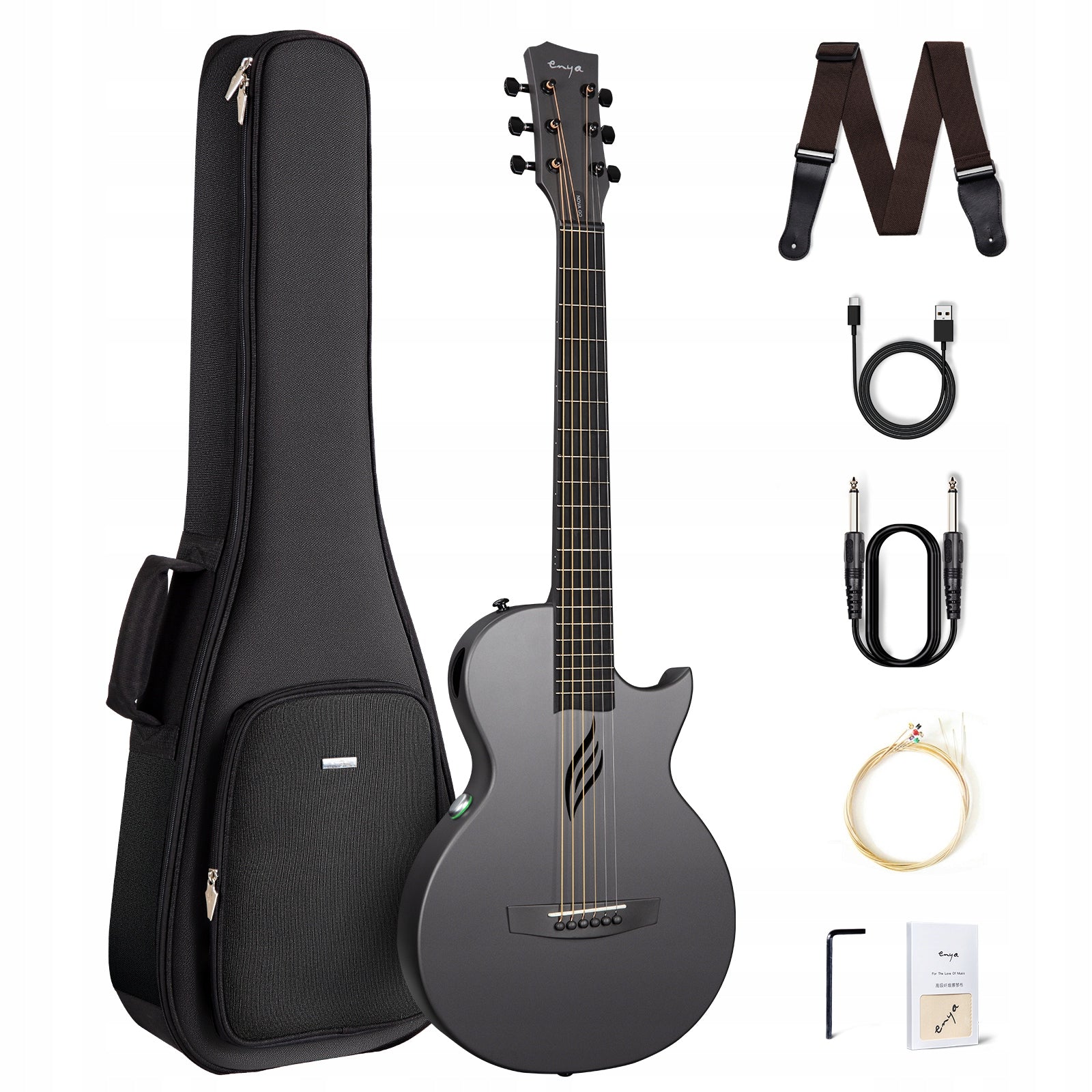 ENYA NOVA GO/SP1 Black gitara elektroakustyczna karbon podróżna z efektami