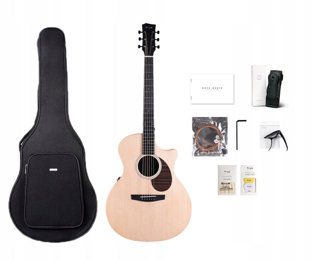 ENYA EGA-X1 PRO MAX Natural gitara akustyczna HPL z litym topem zestaw