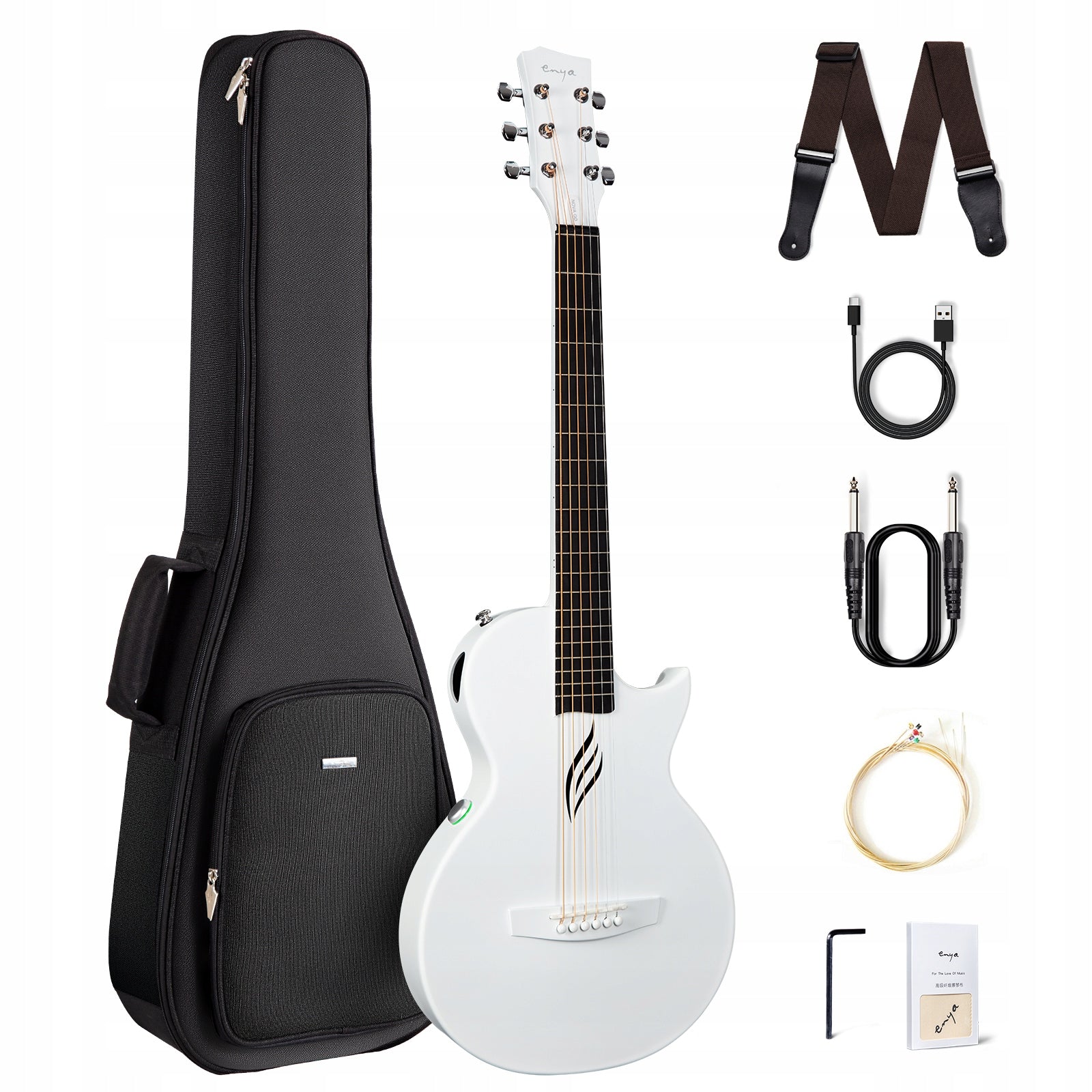 ENYA NOVA GO/SP1 White gitara elektroakustyczna karbon podróżna z efektami