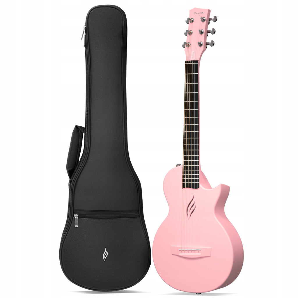 ENYA NOVA GO MINI Pink gitara akustyczna włókno węglowe podróżna zestaw