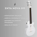 ENYA NOVA GO White gitara akustyczna włókno węglowe podróżna zestaw