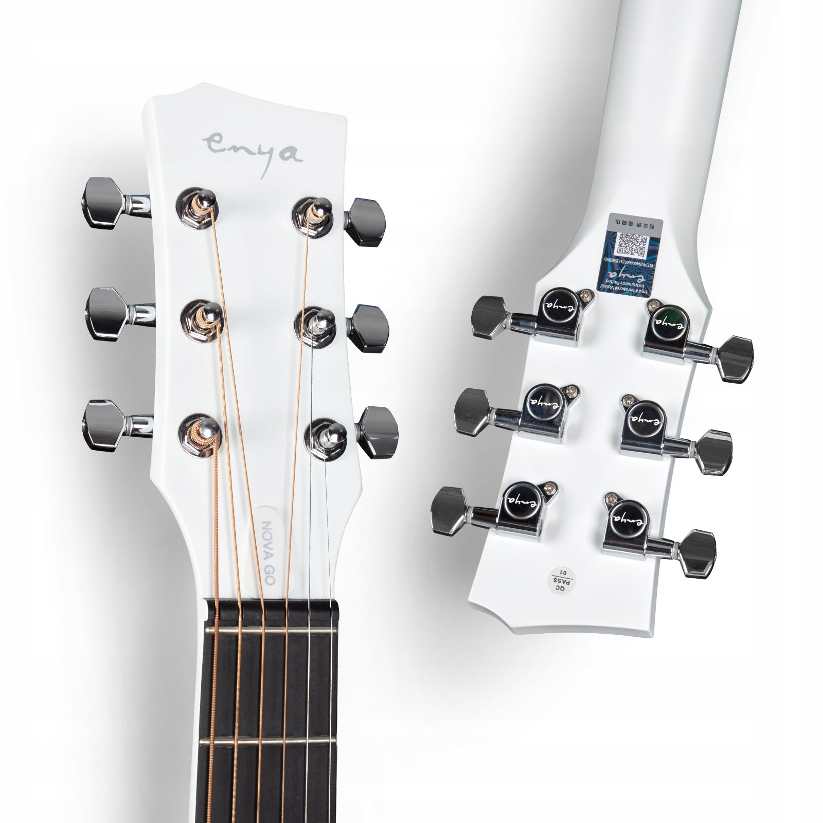 ENYA NOVA GO MINI White gitara akustyczna włókno węglowe podróżna zestaw