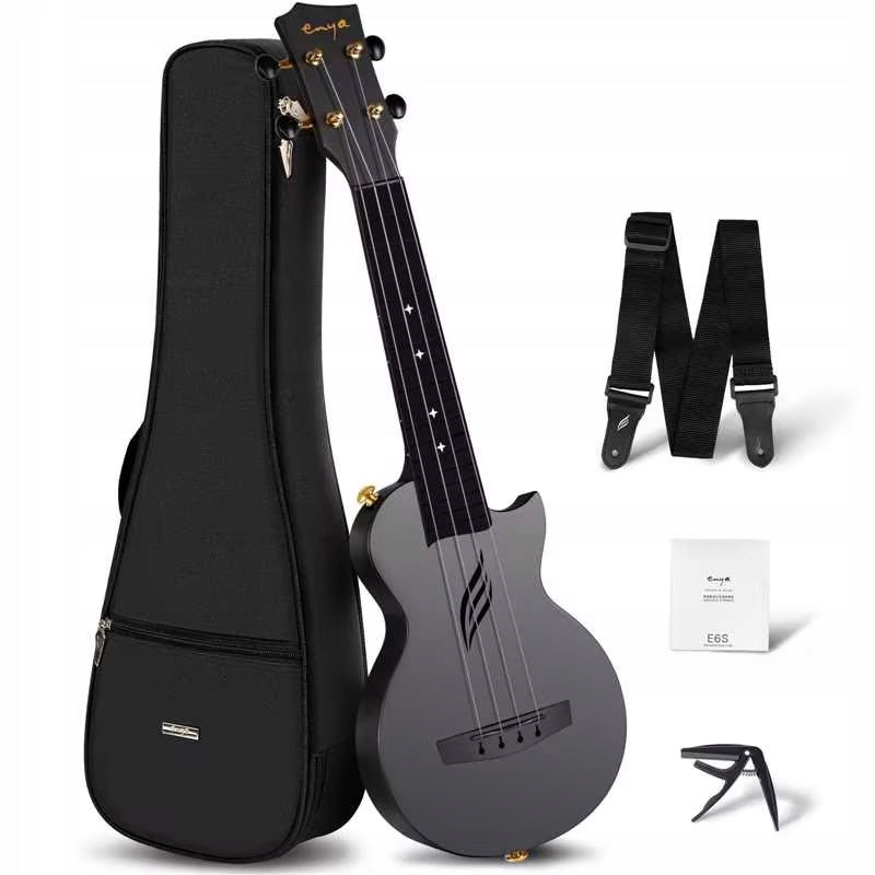 ENYA NOVA U MINI - Black Ukulele sopranowe włókno węglowe zestaw