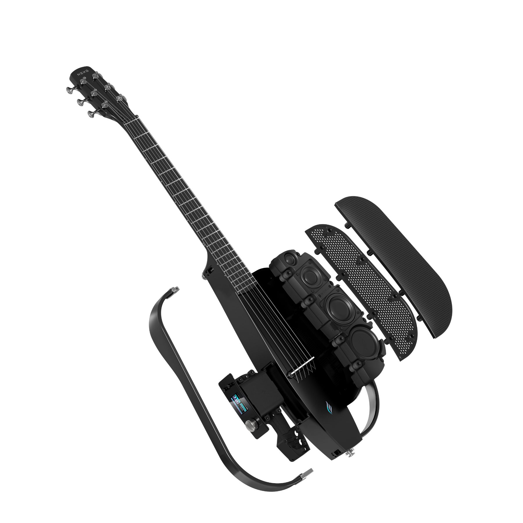 ENYA NEXG2 Delux Black - smart gitara travel z looperem, ekranem dotykowym i systemem ES3