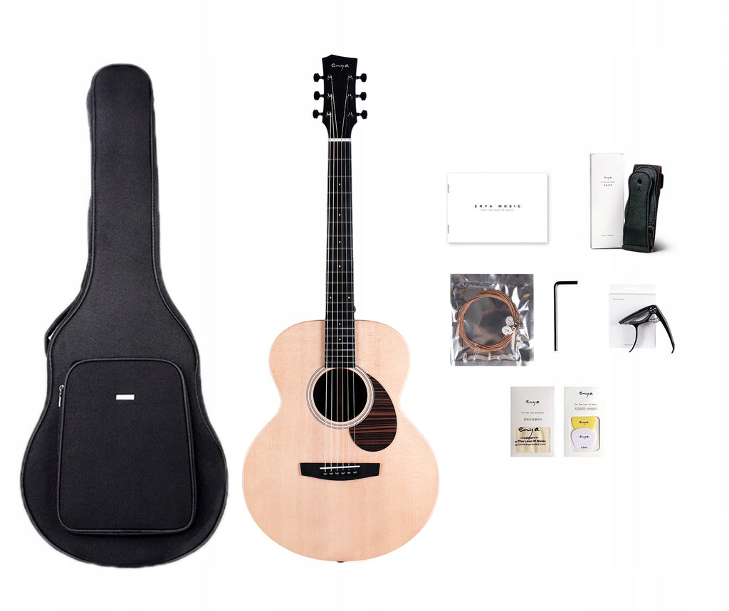 Enya EA-X1 PRO MAX - Natural gitara akustyczna HPL z litym topem zestaw