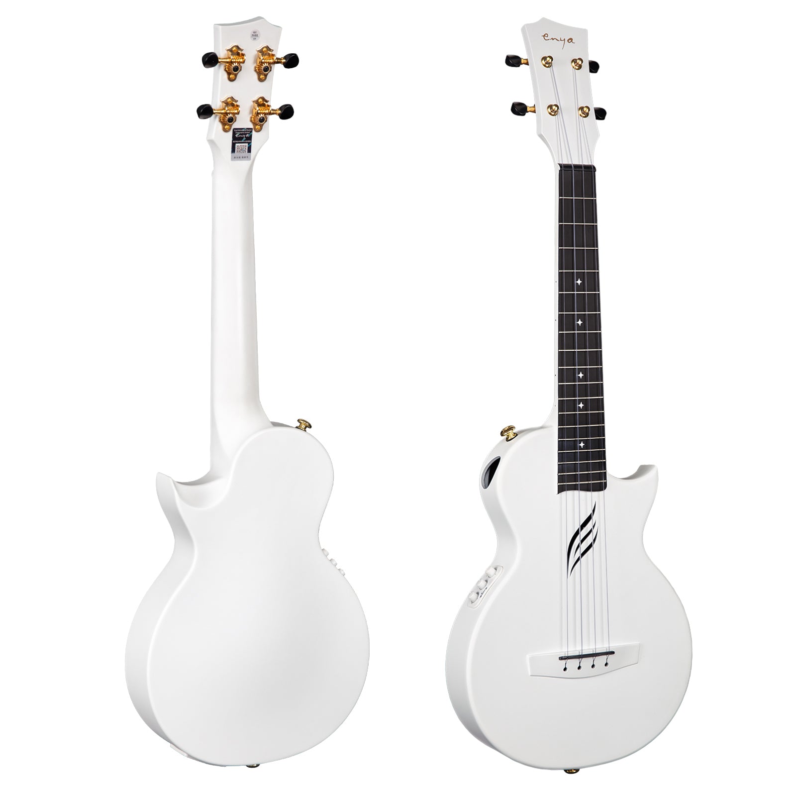 ENYA NOVA UE PRO White - elektroakustyczne ukulele tenorowe z włókna węglowego i systemem AcousticPlus