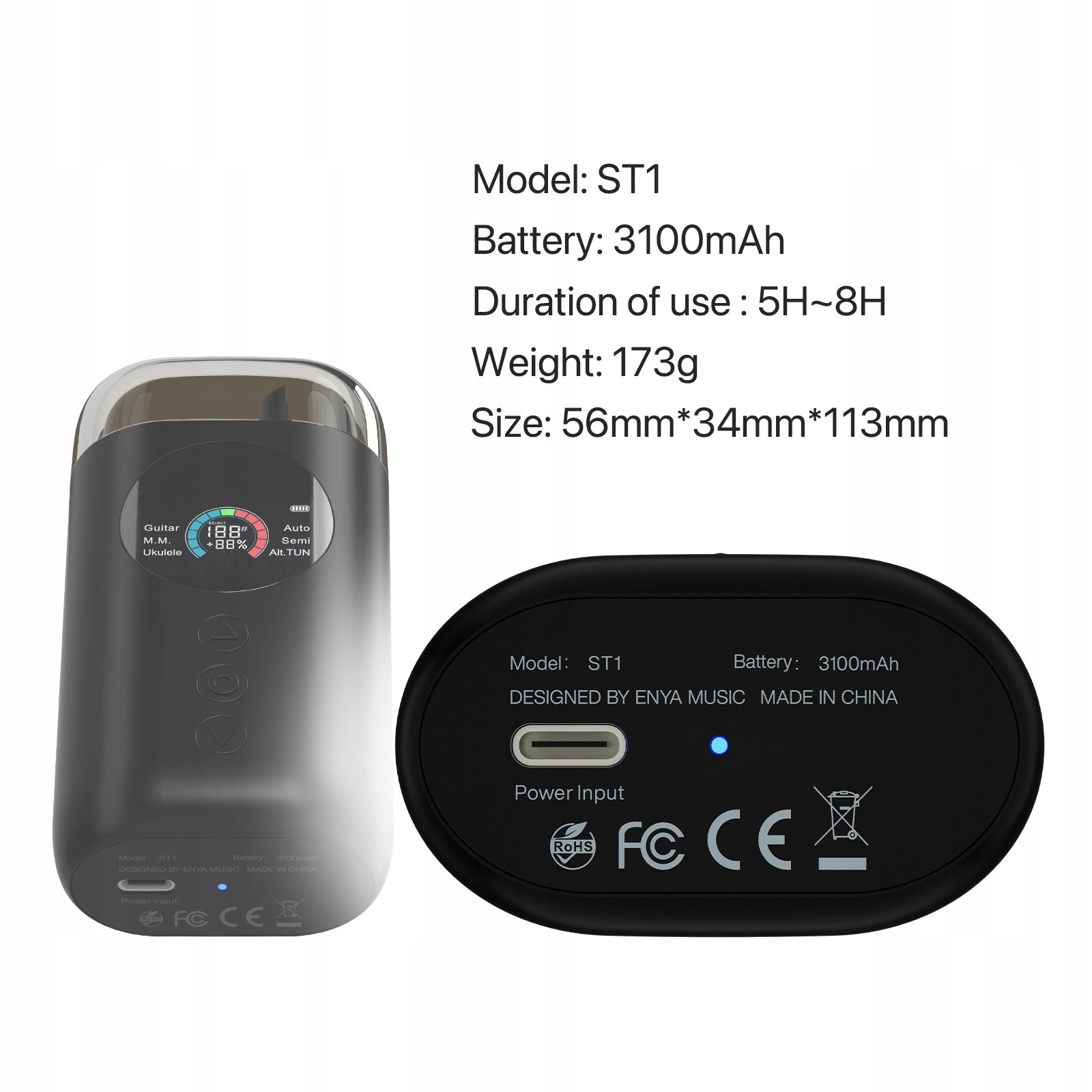 Enya ST1 Smart Tuner - Automatyczny Tuner Gitarowy Z Wyświetlaczem
