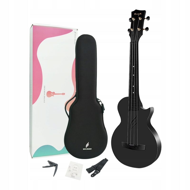 ENYA NOVA U - Black Ukulele koncertowe włókno węglowe zestaw