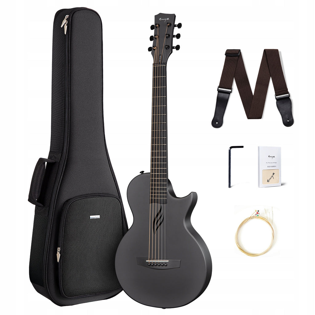 ENYA NOVA GO Black gitara akustyczna włókno węglowe podróżna zestaw