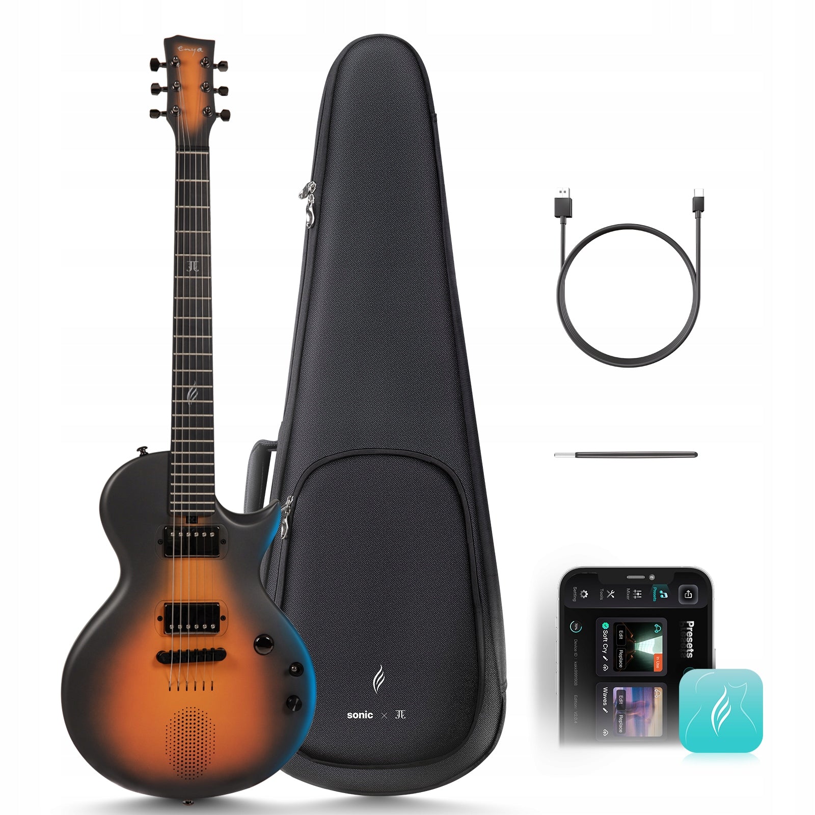ENYA SONIC JT gitara elektryczna karbon inteligentna zestaw
